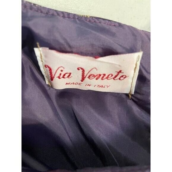 Vintage Via Veneto Italy Purple Gold Brocade Dress XS 0 2 - Picture 6 of 6